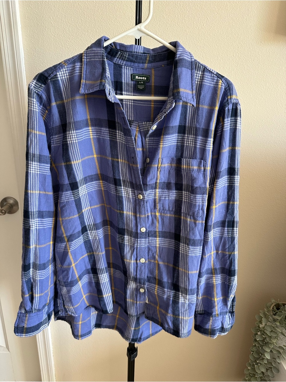 Roots Blue and Yellow Plaid Button-Down Shirt